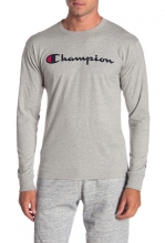 Champion Logo Print Long Sleeve T-Shirt OXFORD GREY