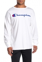Champion Logo Print Long Sleeve T-Shirt WHITE