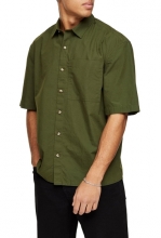 TOPMAN Oversize Short Sleeve Button-Up Shirt OLIVE