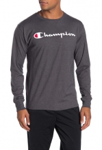 Champion Classic Logo Print Long Sleeve T-Shirt GRANITE HEATHER