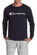 Champion Logo Print Long Sleeve T-Shirt NAVY