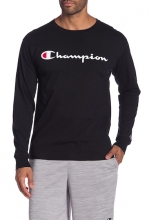 Champion Logo Print Long Sleeve T-Shirt BLACK