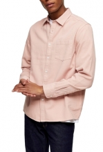 TOPMAN Twill Slim Fit Button-Up Shirt PINK