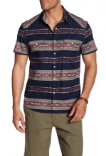 Lucky Brand Geo Striped Short Sleeve Regular Fit Shirt BLUEORANGE