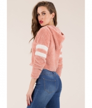 CheapChic Make A Big Fuzz Furry Striped Jacket Pink
