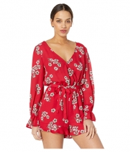 Cupcakes and Cashmere Lilirose Printed Romper Cherry Red