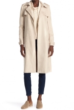 Philosophy Apparel Belted Faux Suede Trench Coat PEARL