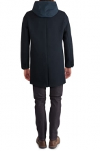 Kenneth Cole Hooded Mixed Media Coat NAVY