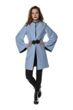 Palton bleu cu guler tunica cu banda brodata aplicata PF26